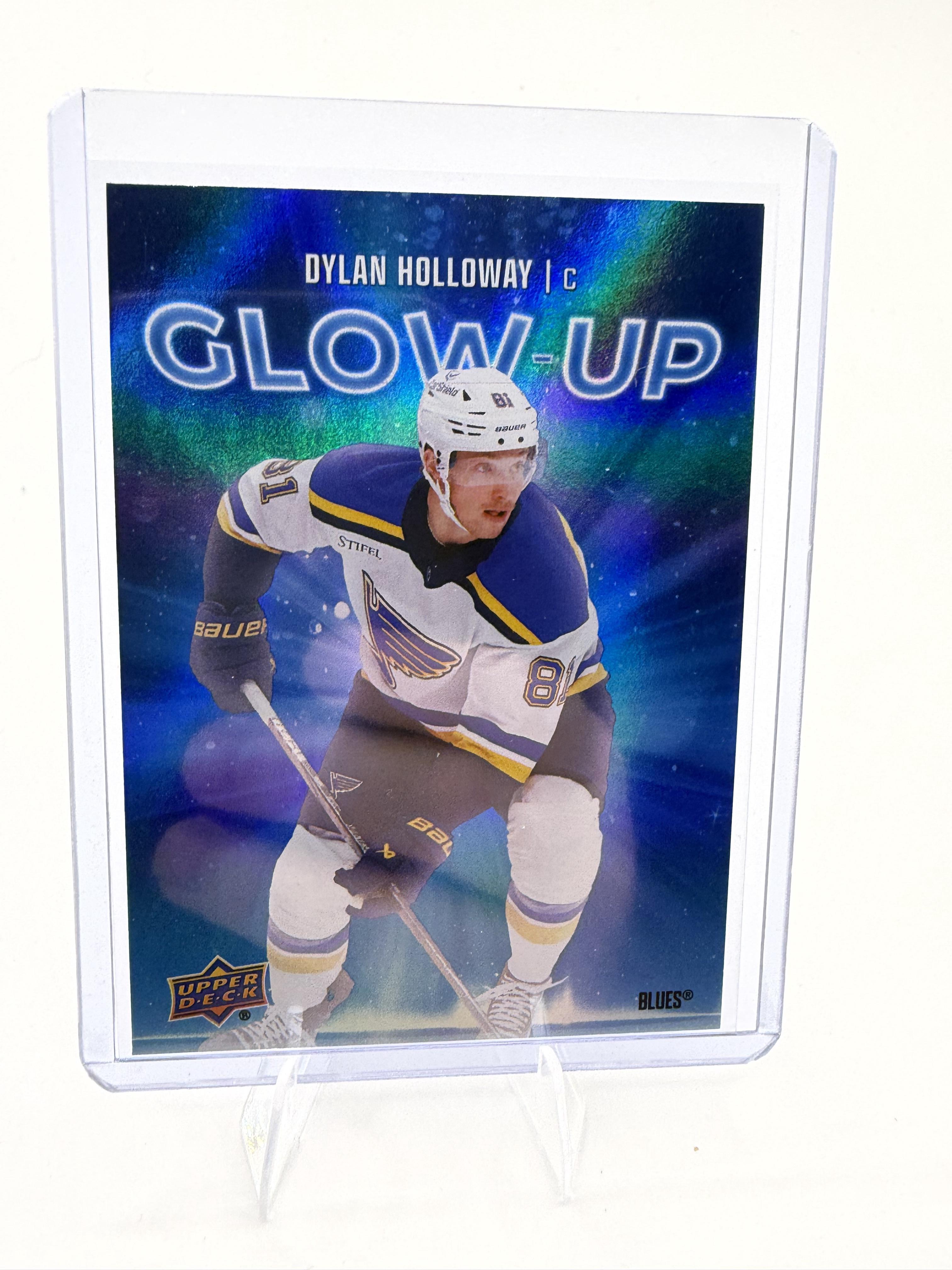 2025-26 Upper Deck Dylan Holloway Card Glow-Up St. Louis Blues #GU-23