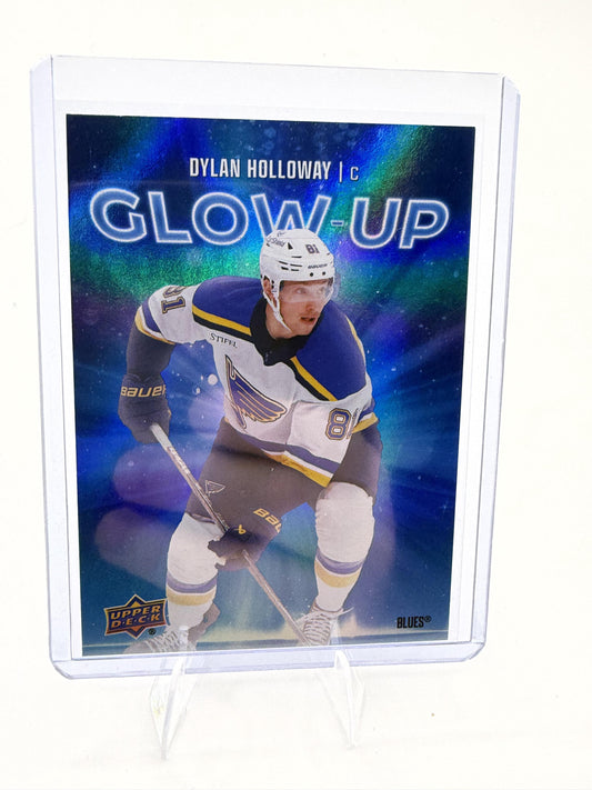 2025-26 Upper Deck Dylan Holloway Card Glow-Up St. Louis Blues #GU-23