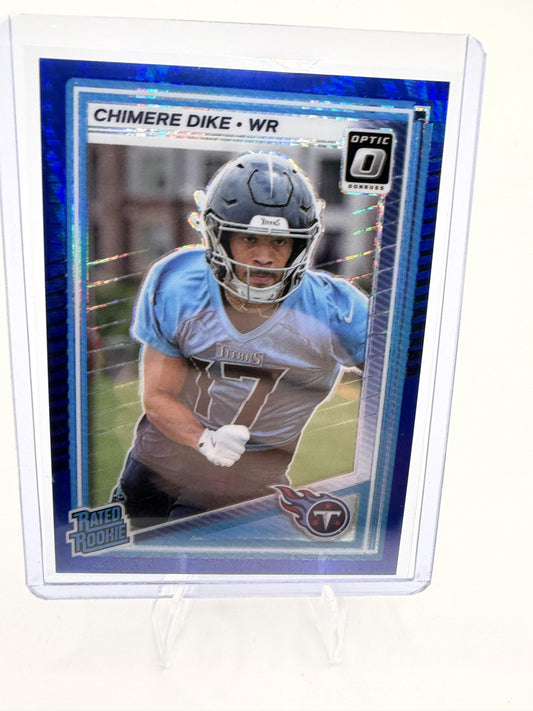 2025 Donruss Optic Chimere Dike Card Blue RC Tennessee Titans #269