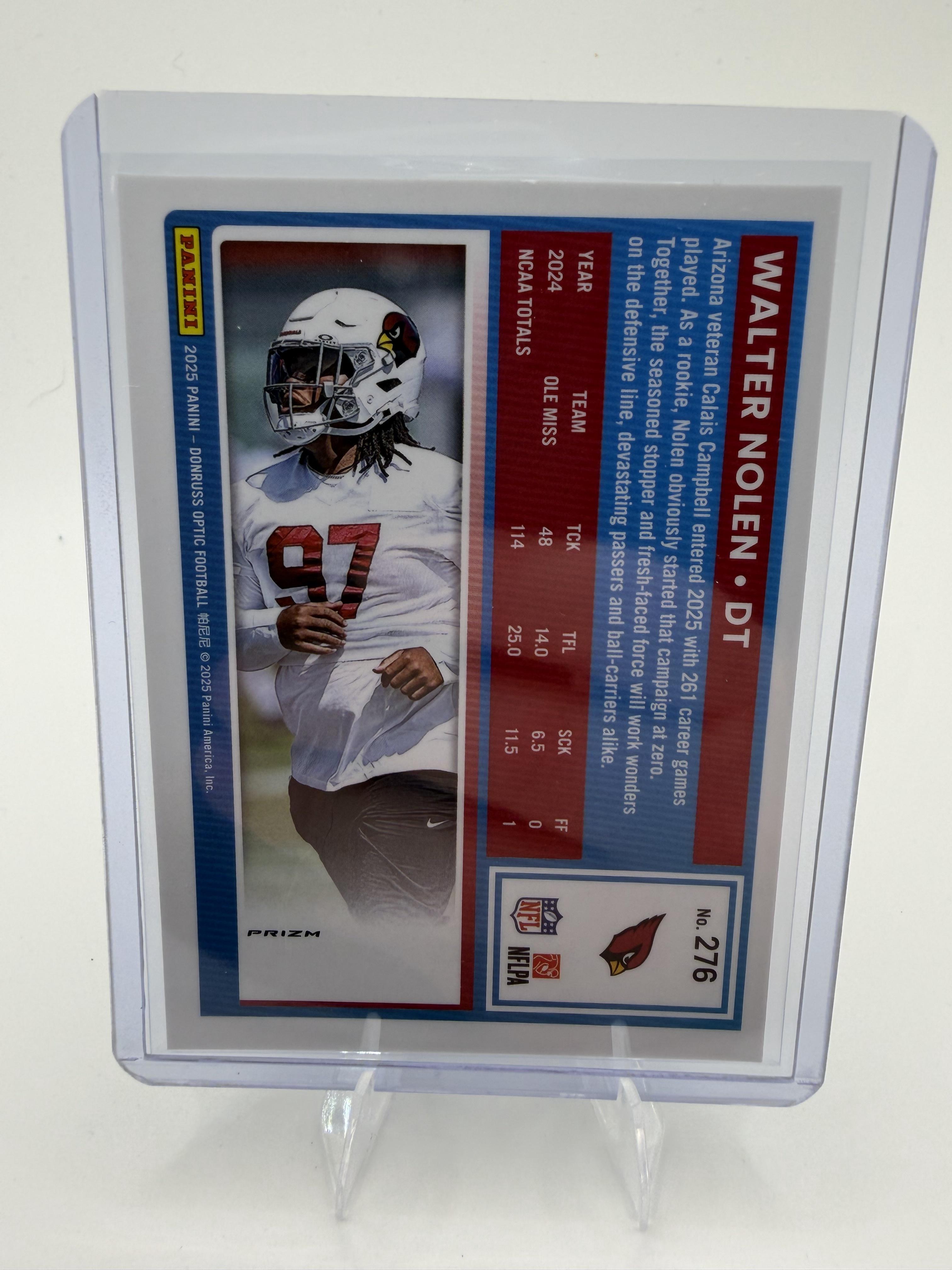 Walter Nolen 2025 Donruss Optic Green Velocity #276 Cardinals Rated Rookie RC NM