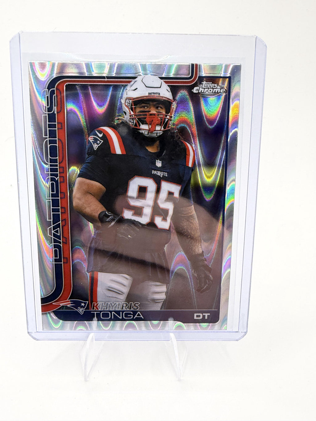 2025 Topps Chrome - Ray Wave Refractor Khyiris Tonga Card  Patriots #214