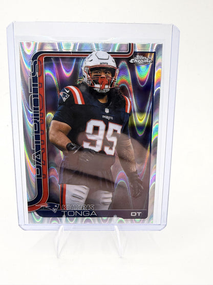 2025 Topps Chrome - Ray Wave Refractor Khyiris Tonga Card  Patriots #214