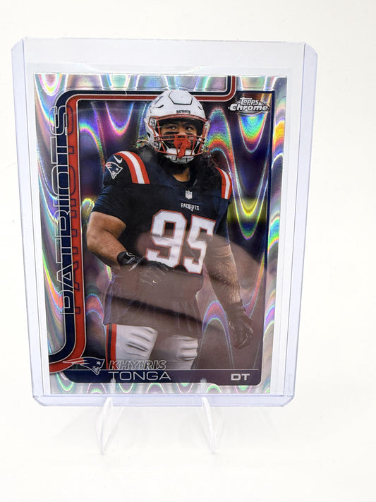 2025 Topps Chrome - Ray Wave Refractor Khyiris Tonga Card  Patriots #214