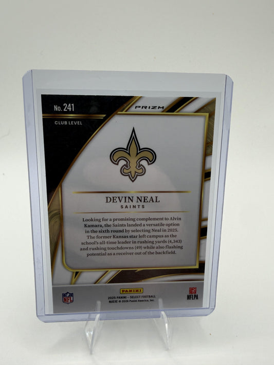 2025 Panini Select Devin Neal Card Black and Gold Prizm Shock  Saints