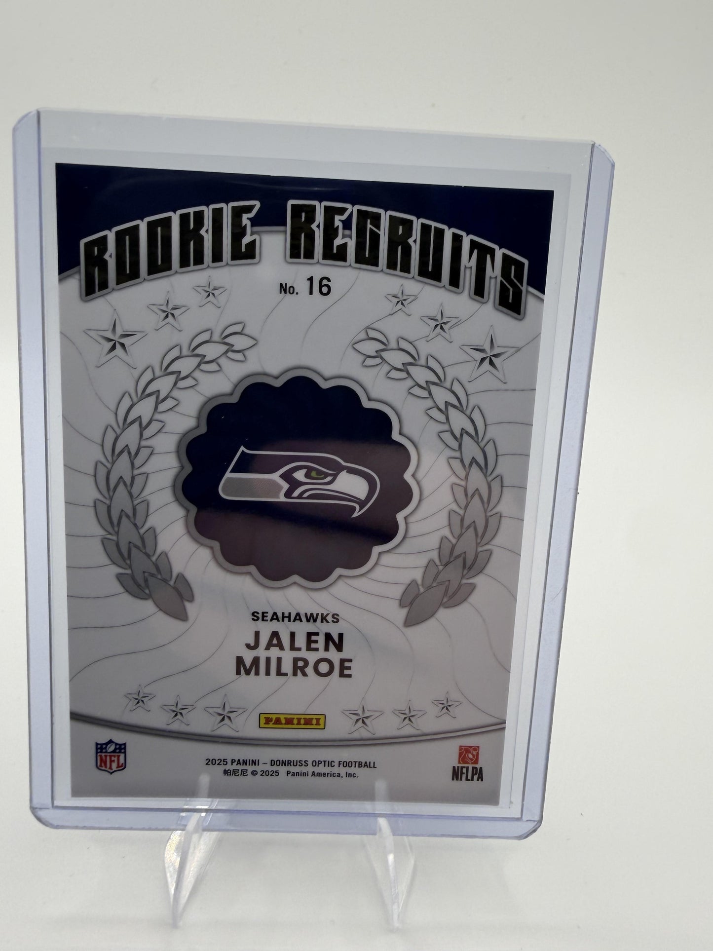 2025 Donruss Optic Jalen Milroe Card Rookie Recruits Seattle Seahawks #16