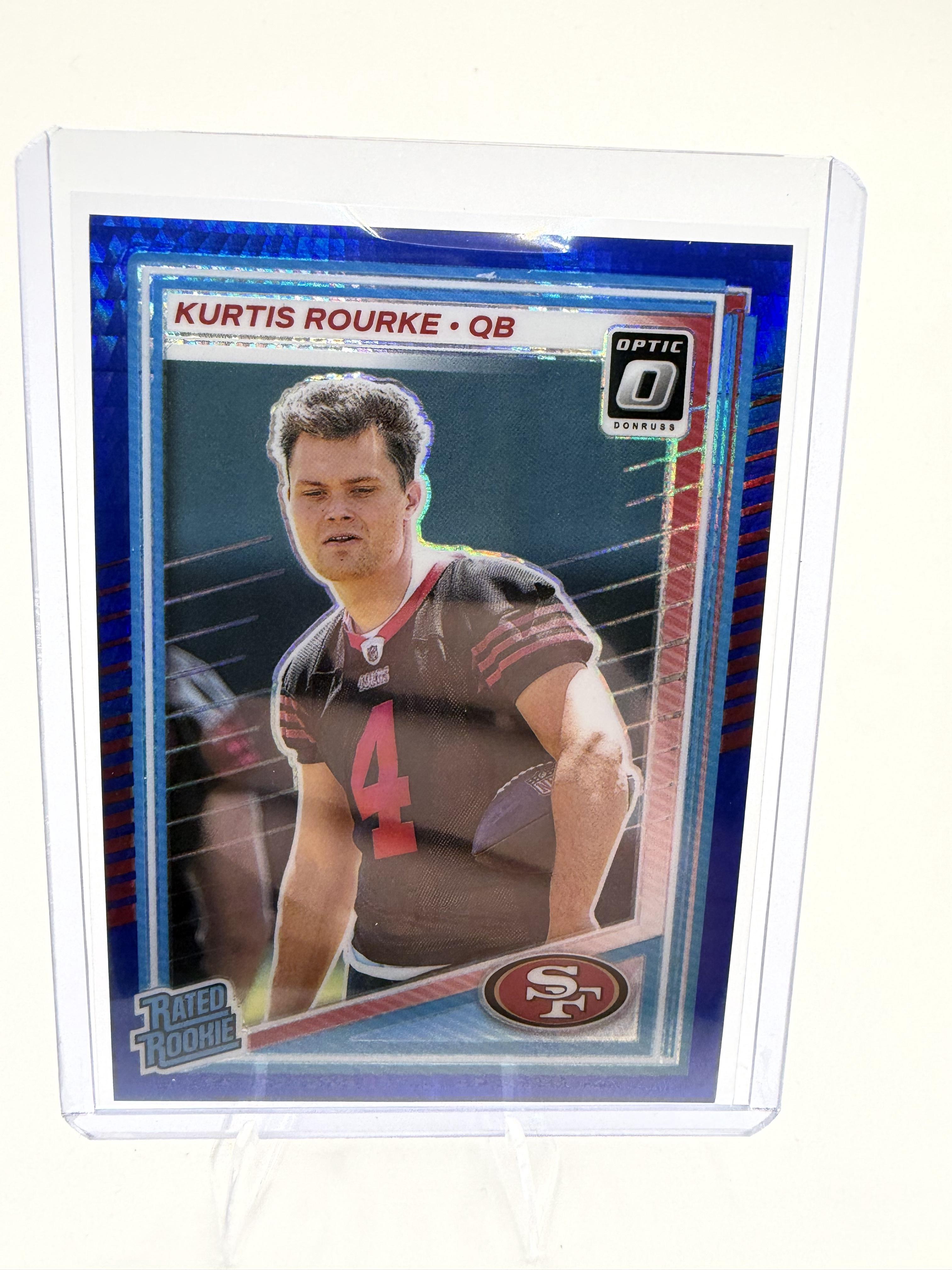 2025 Donruss Optic Kurtis Rourke Card Blue RC San Francisco 49ers #243