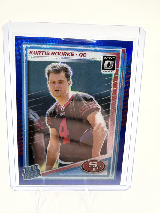 2025 Donruss Optic Kurtis Rourke Card Blue RC San Francisco 49ers #243