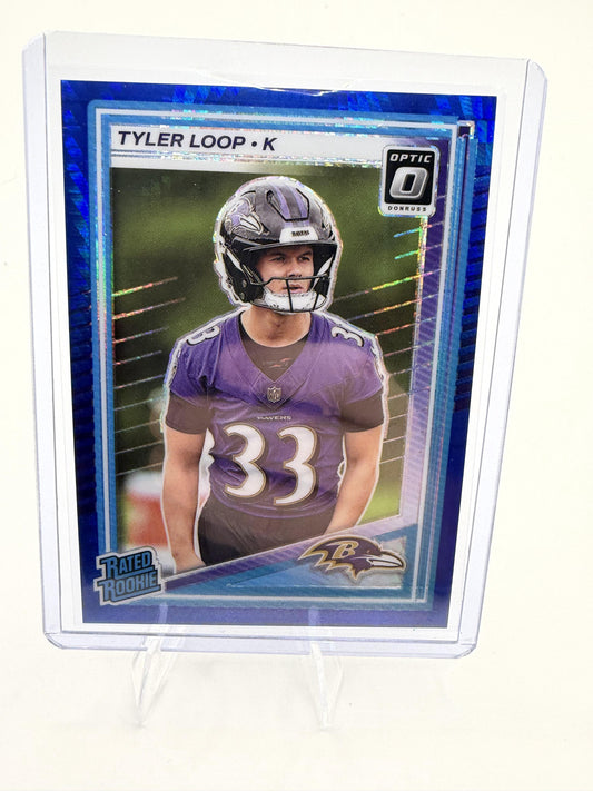 2025 Donruss Optic Tyler Loop Card Blue RC Baltimore Ravens #227