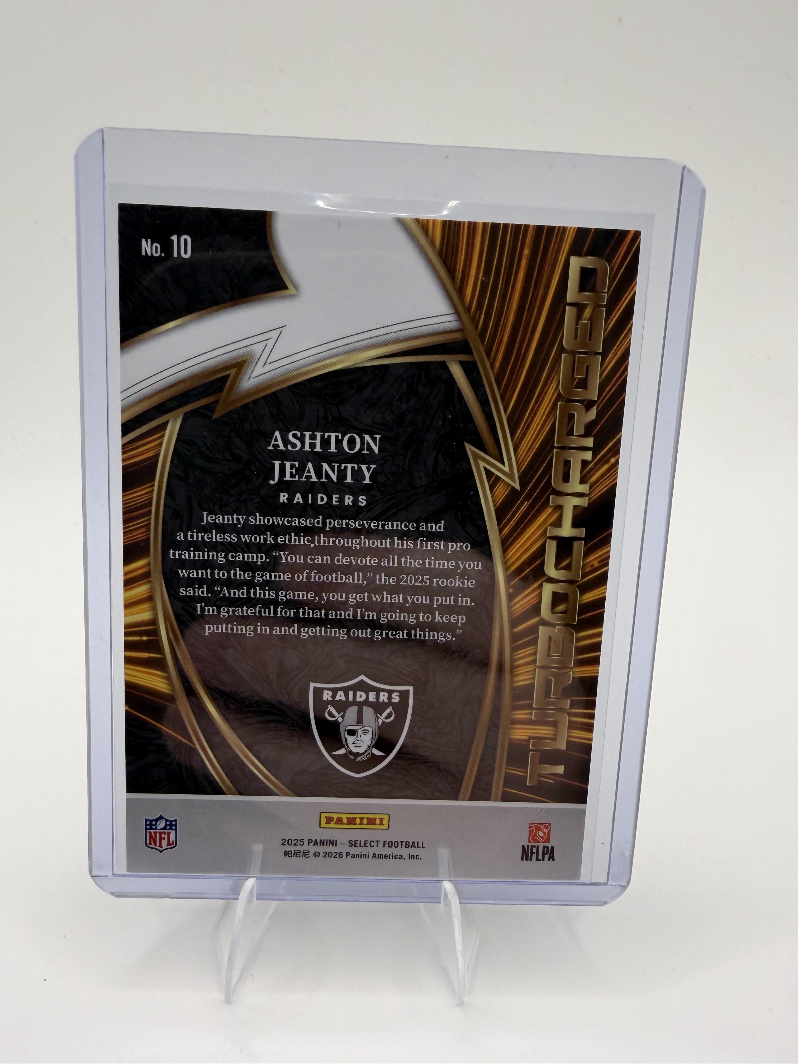 2025 Panini Select Ashton Jeanty Card Turbocharged Las Vegas Raiders #10