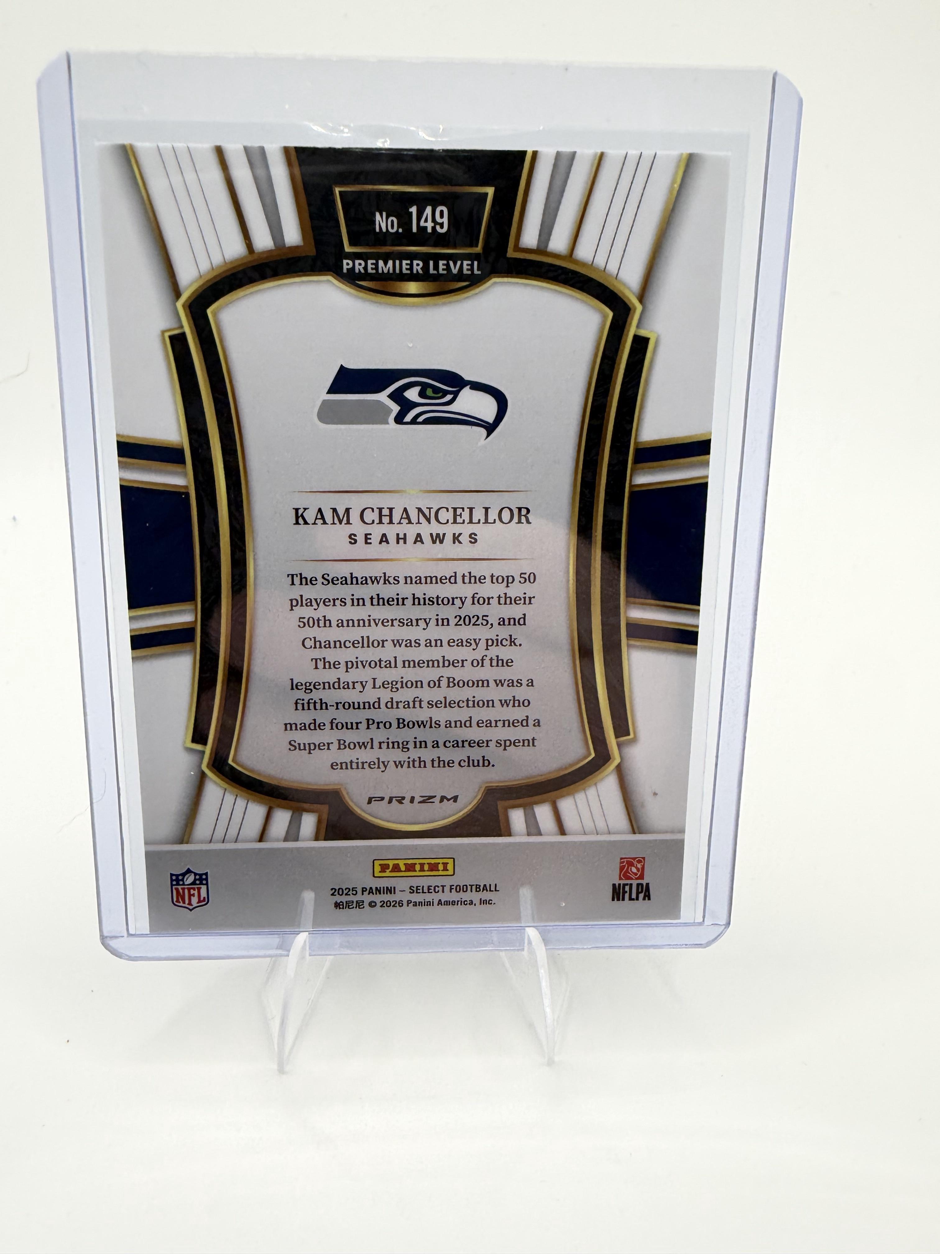 2025 Panini Select Kam Chancellor Card Silver Prizm Shock Seattle Seahawks #149