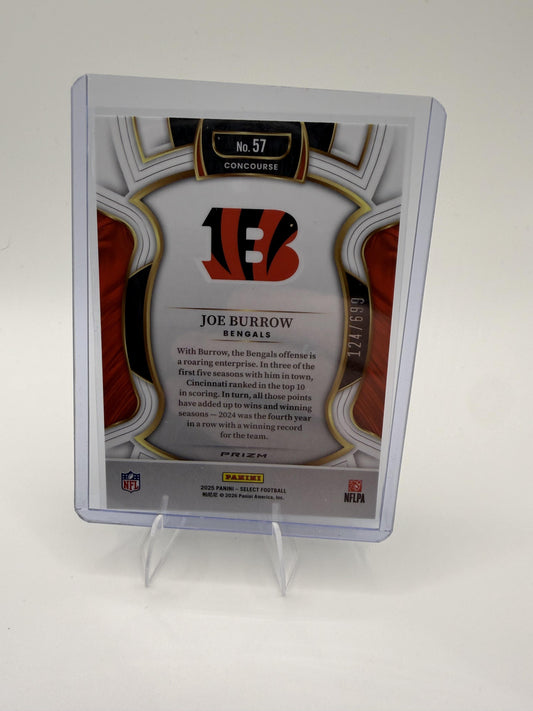 2025 Panini Select Joe Burrow Card Neon Green Prizm Shock SN Cincinnati /699
