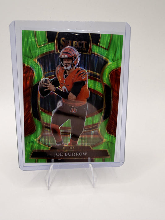 2025 Panini Select Joe Burrow Card Neon Green Prizm Shock SN Cincinnati /699