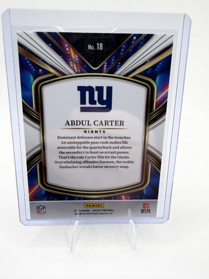 2025 Panini Select Abdul Carter Card Select Future New York Giants #18