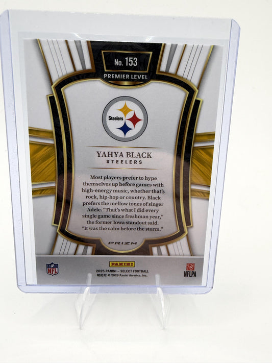 2025 Panini Select Yahya Black Card Black and Green Prizm Shock Pittsburgh