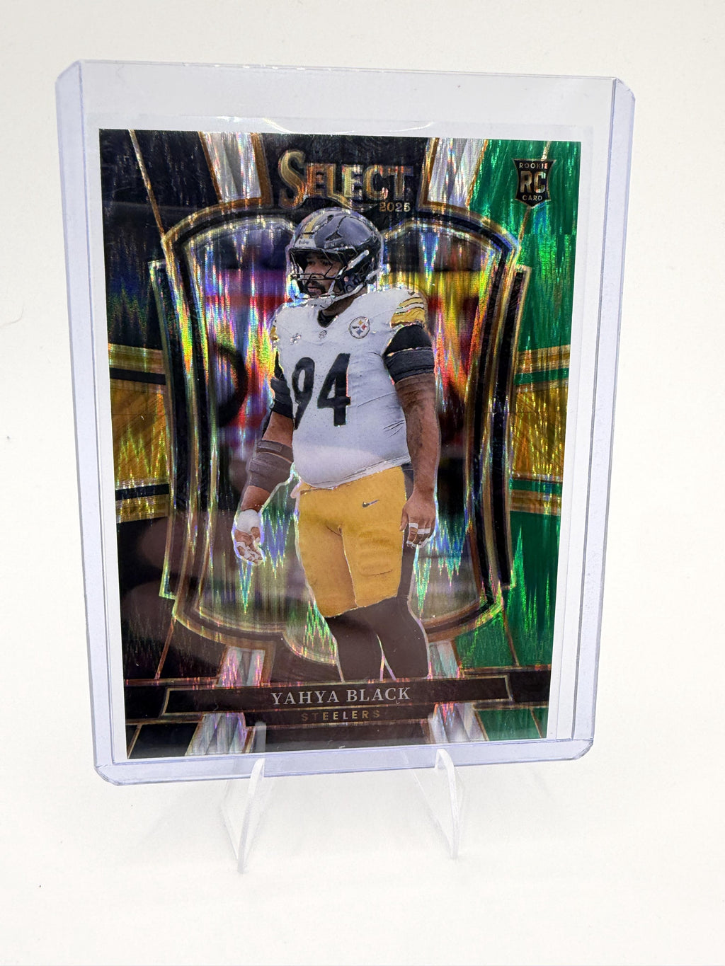 2025 Panini Select Yahya Black Card Black and Green Prizm Shock Pittsburgh