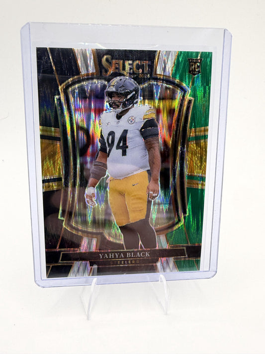 2025 Panini Select Yahya Black Card Black and Green Prizm Shock Pittsburgh