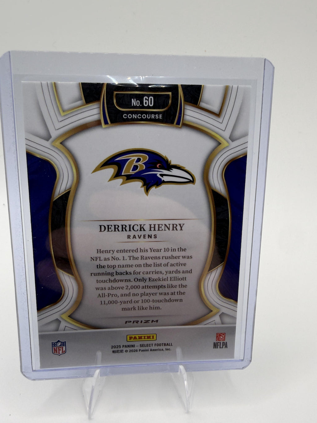 2025 Panini Select Derrick Henry Card Black and Green Prizm Shock Baltimore