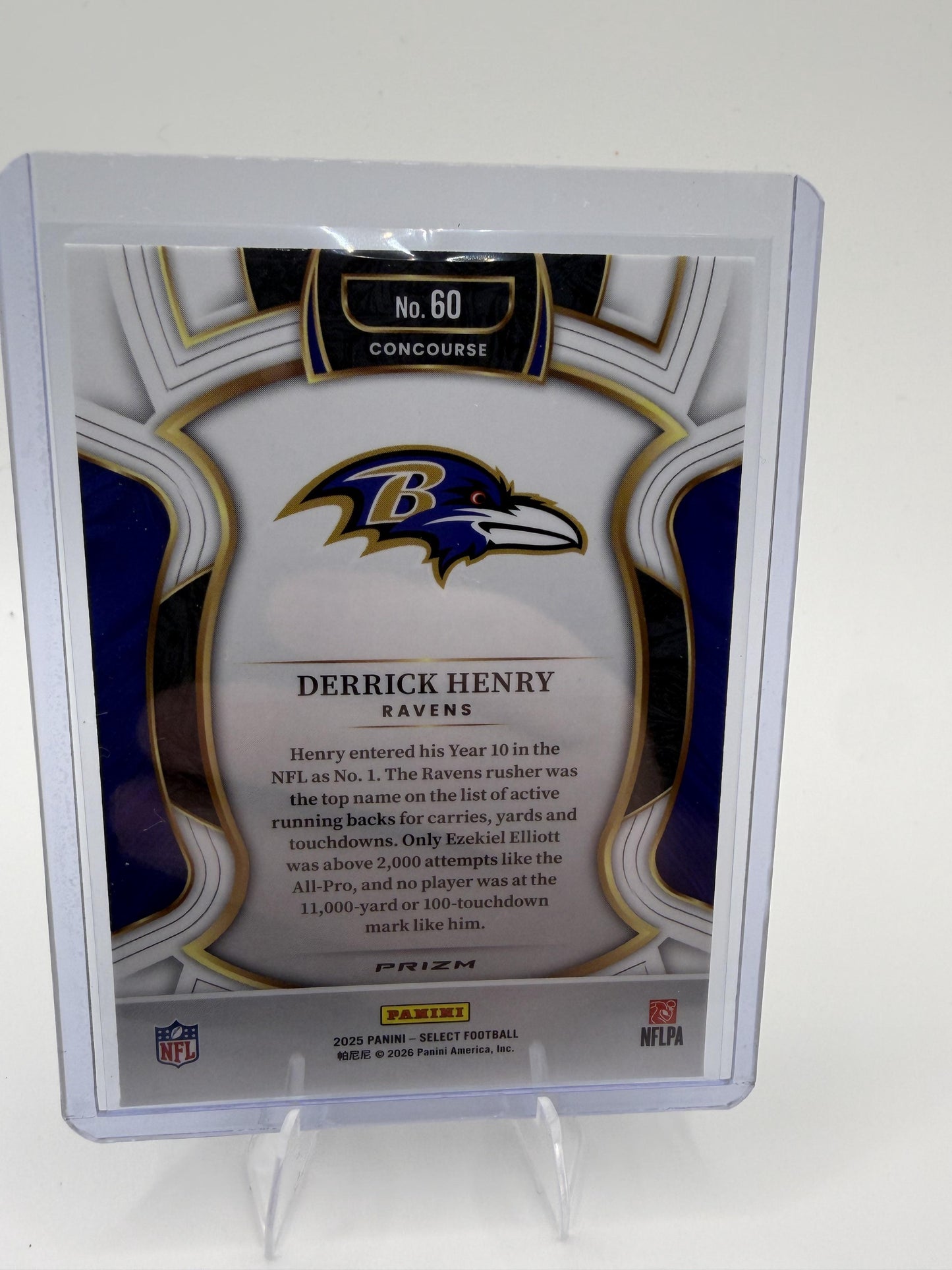 2025 Panini Select Derrick Henry Card Black and Green Prizm Shock Baltimore