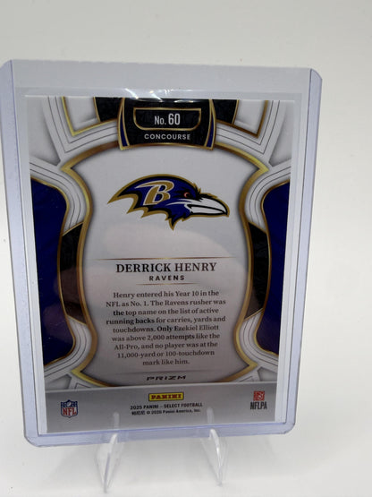 2025 Panini Select Derrick Henry Card Black and Green Prizm Shock Baltimore