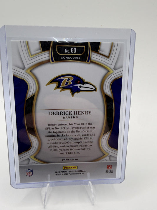 2025 Panini Select Derrick Henry Card Black and Green Prizm Shock Baltimore