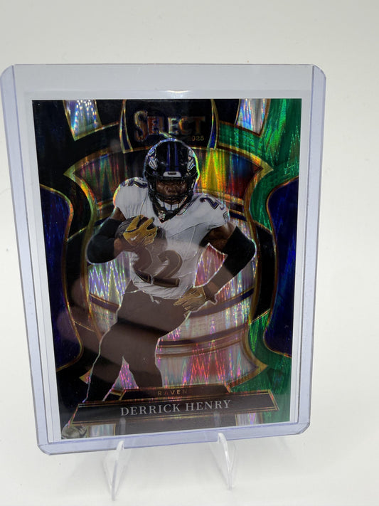 2025 Panini Select Derrick Henry Card Black and Green Prizm Shock Baltimore