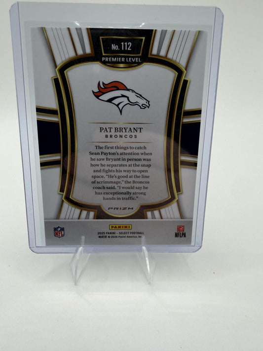 2025 Panini Select Pat Bryant Card Black and Green Prizm Shock Denver