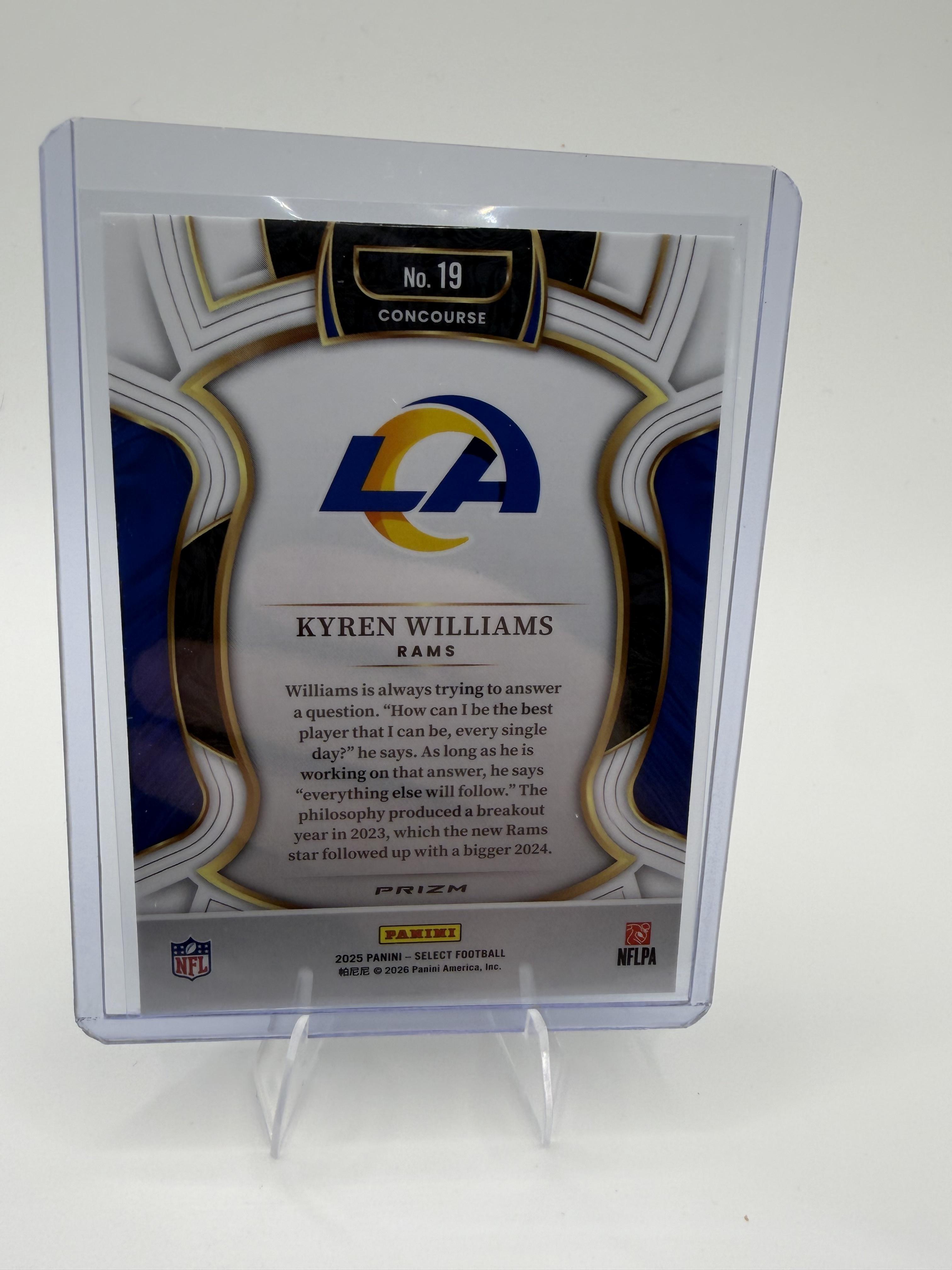 2025 Panini Select Kyren Williams Card Black and Green Prizm Shock Los Angeles