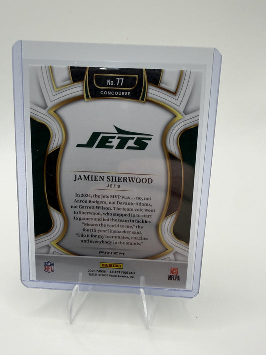 2025 Panini Select Jamien Sherwood Card Black and Green Prizm Shock Jets