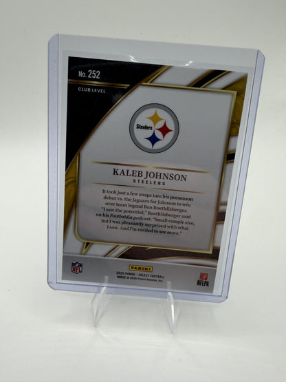 2025 Panini Select Kaleb Johnson Card Pittsburgh Steelers #252