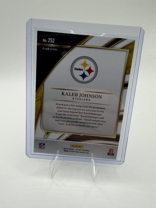2025 Panini Select Kaleb Johnson Card Pittsburgh Steelers #252