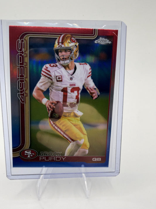 2025 Topps Chrome - Red White and Blue Refractor Brock Purdy Card 49ers