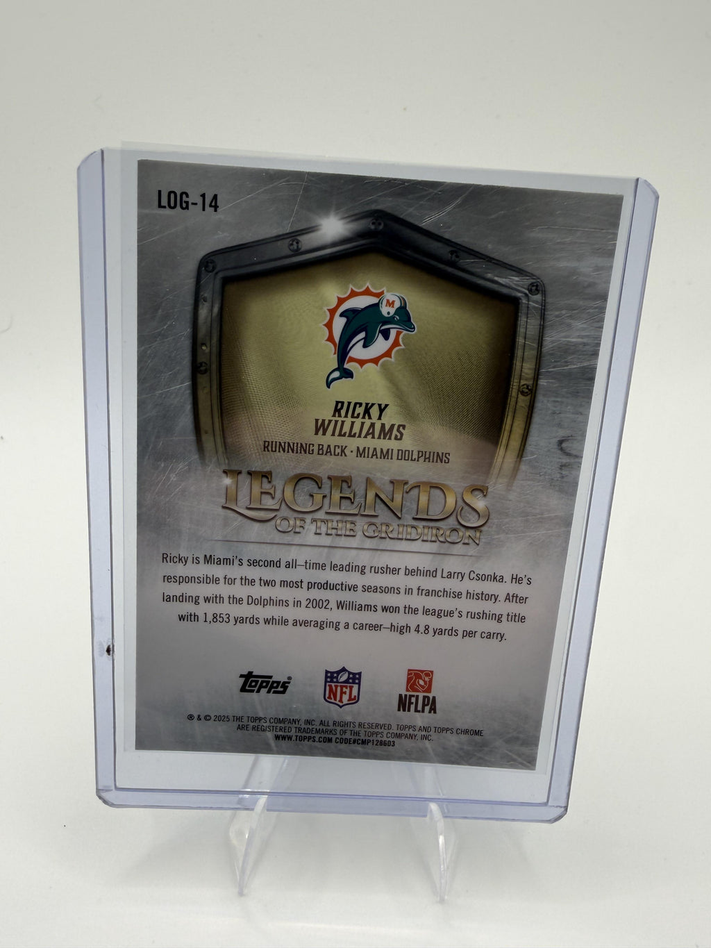 2025 Topps Chrome Ricky Williams Card Legends of the Gridiron Miami