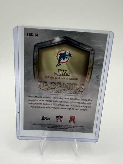 2025 Topps Chrome Ricky Williams Card Legends of the Gridiron Miami
