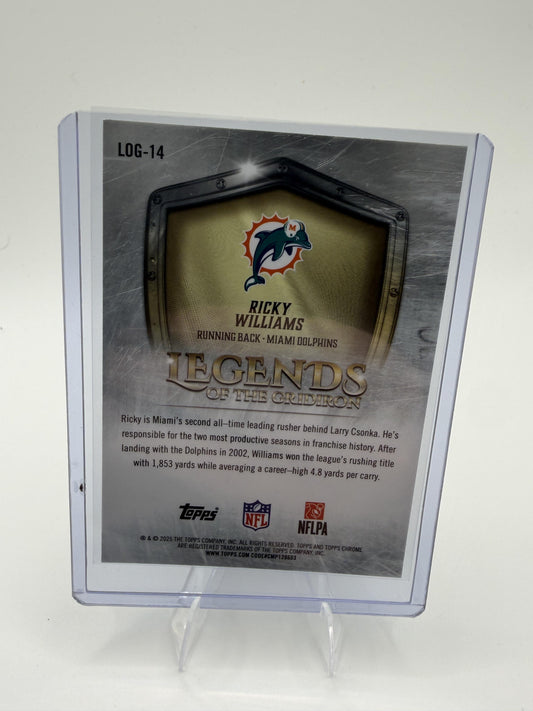 2025 Topps Chrome Ricky Williams Card Legends of the Gridiron Miami