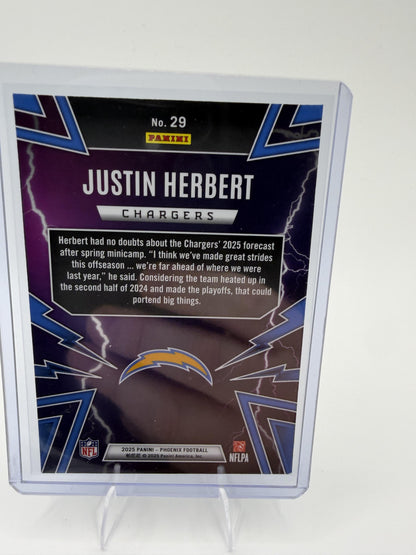 2025 Panini Phoenix Justin Herbert Card Thunderbirds Silver Hyper Prizm
