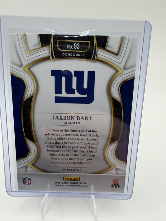 2025 Panini Select Jaxson Dart Card Black and Green Prizm Shock RC New York