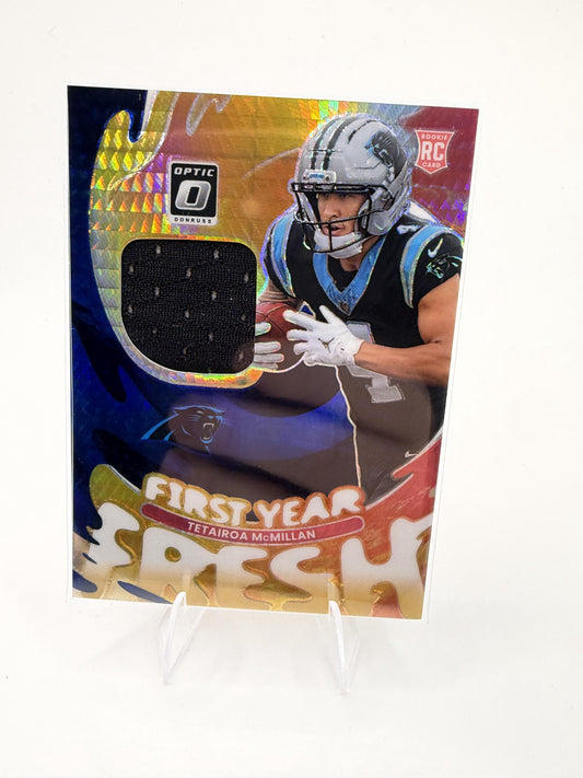 2025 Donruss Optic Tetairoa McMillan Card First Year Fresh Blue Hyper MEM