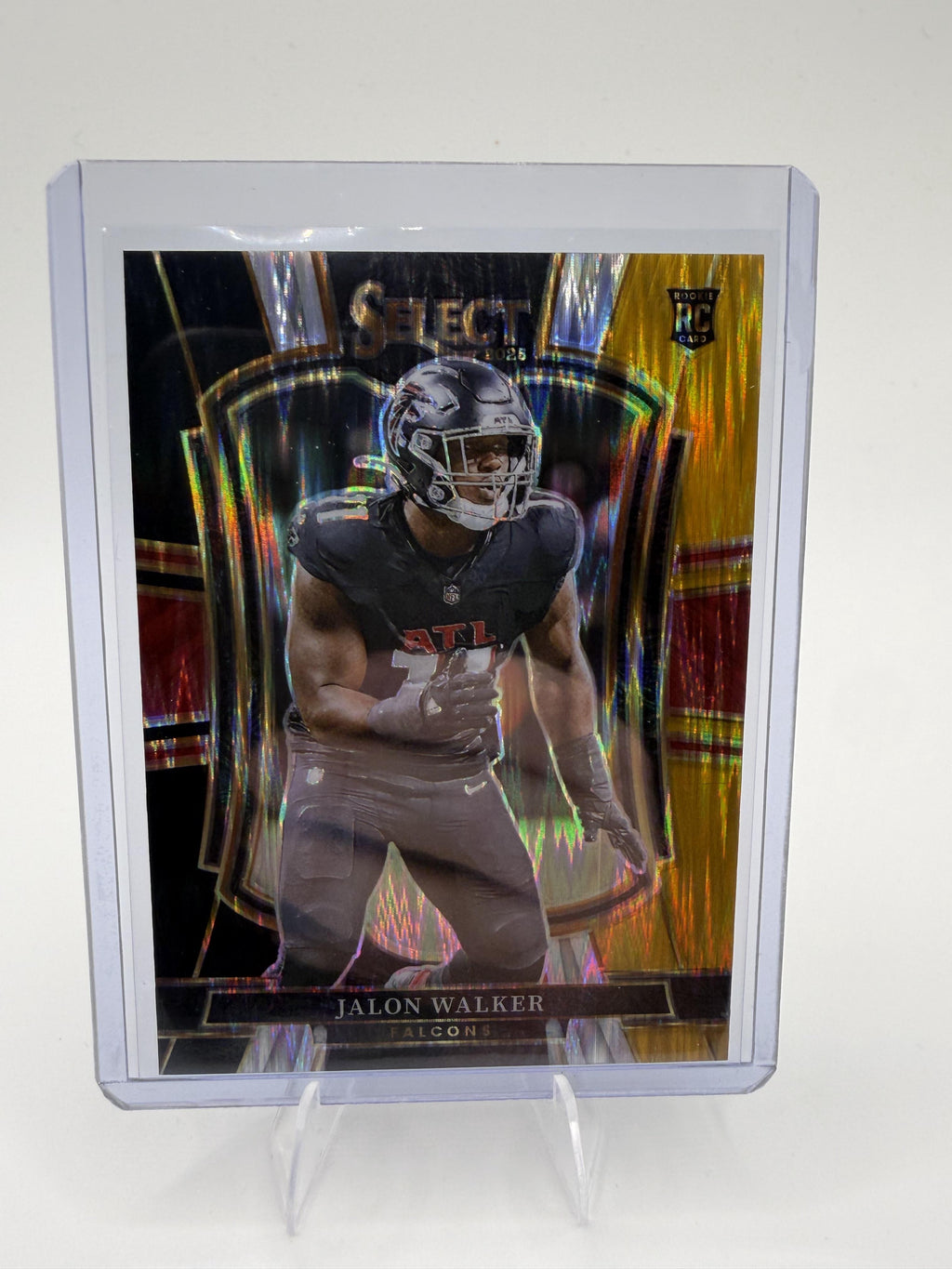 2025 Panini Select Jalon Walker Card Black and Gold Prizm Shock Atlanta