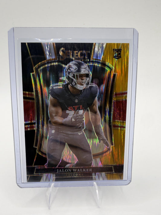 2025 Panini Select Jalon Walker Card Black and Gold Prizm Shock Atlanta