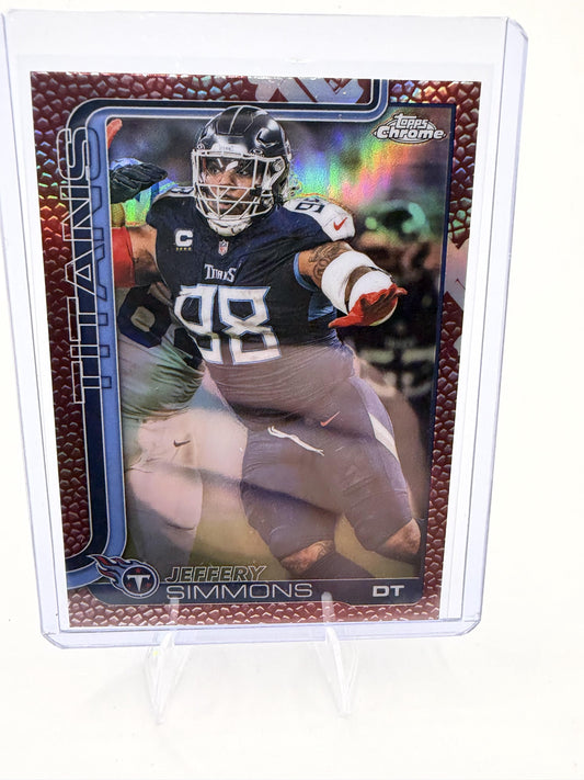 2025 Topps Chrome - Football Leather Refractor Jeffery Simmons Card Titans