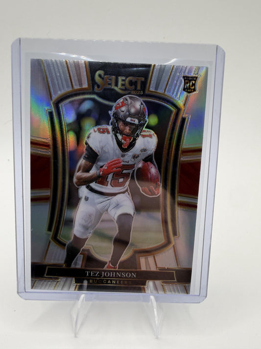 2025 Panini Select Tez Johnson Card Silver Prizm Shock Tampa Bay Buccaneers #138