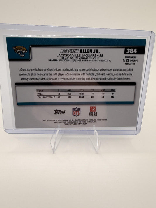 2025 Topps Chrome - Refractor LeQuint Allen Jr. Card RC Jaguars #384