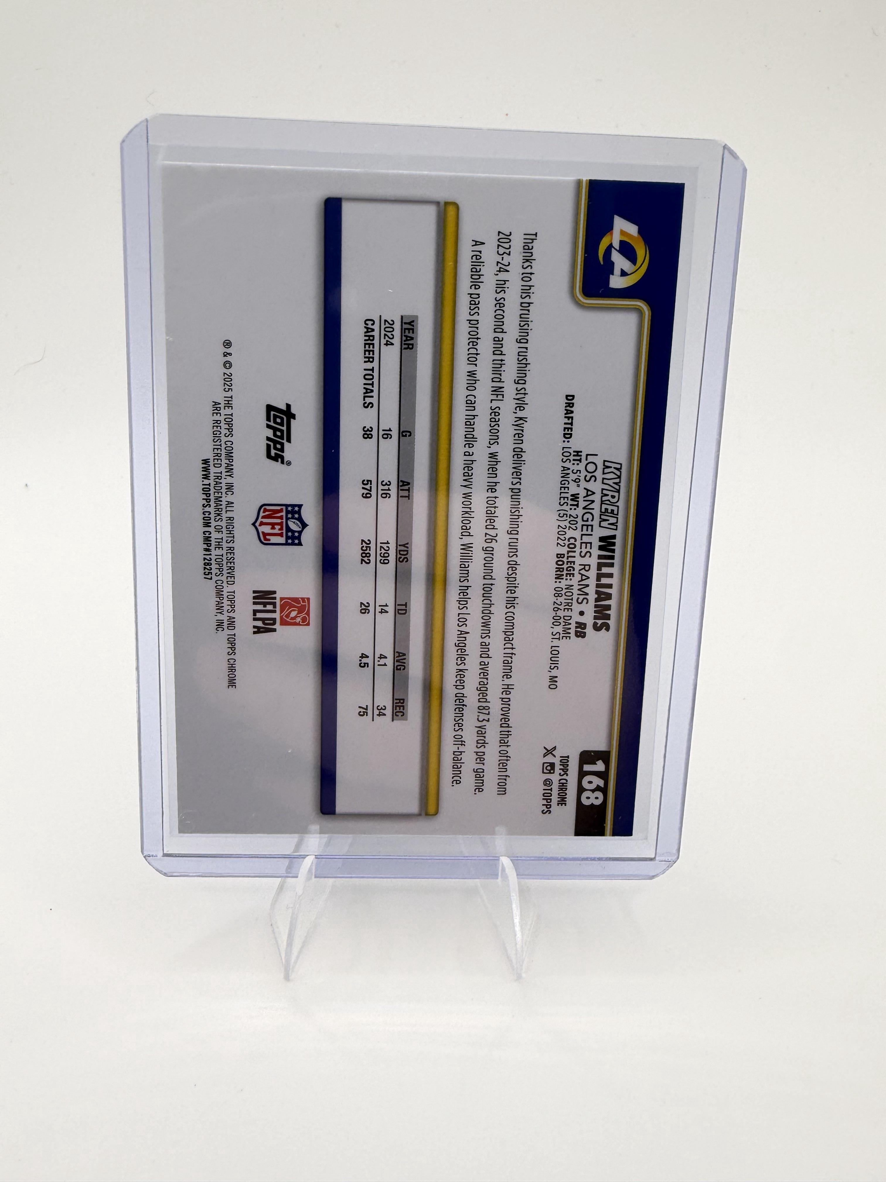 2025 Topps Chrome - Pulsar Refractor Kyren Williams Card Los Angeles Rams #168