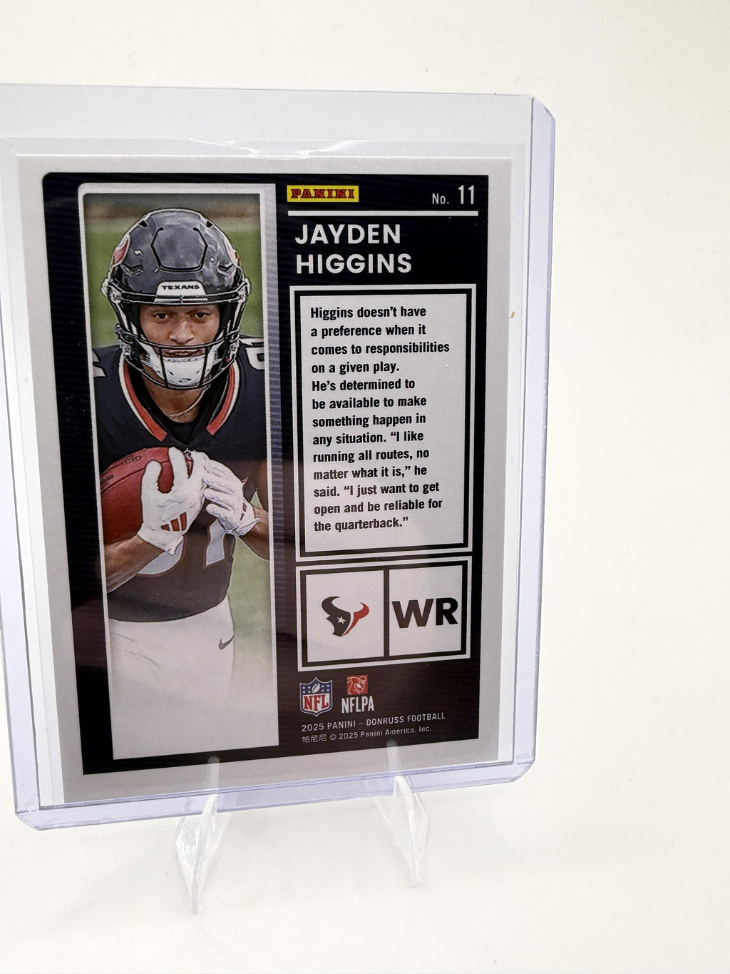 ayden Higgins 2025 Donruss The Rookies #11 Houston Texans RC Rookie NM/M