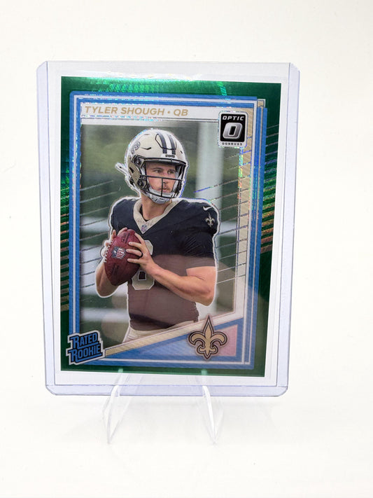 2025 Donruss Optic Tyler Shough Card Green Hyper RC New Orleans Saints #223
