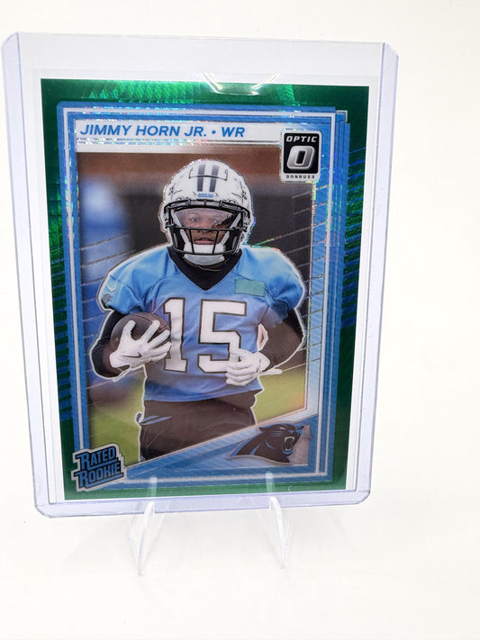 2025 Donruss Optic Jimmy Horn Jr. Card Green Hyper RC Carolina Panthers #281