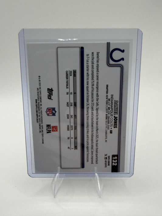 2025 Topps Chrome - Football Leather Refractor Daniel Jones Card Colts #132