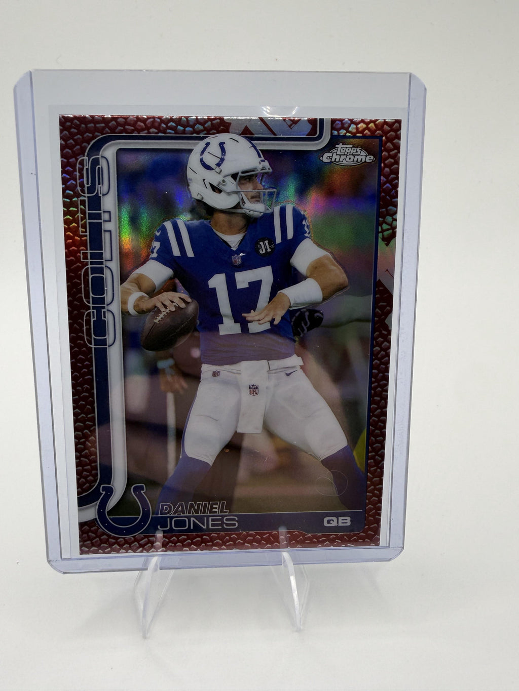 2025 Topps Chrome - Football Leather Refractor Daniel Jones Card Colts #132