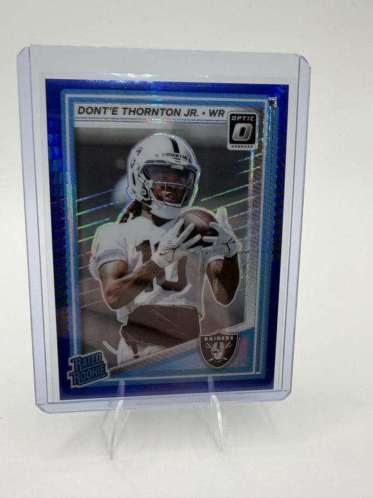 2025 Donruss Optic Dont'e Thornton Jr. Card Blue Hyper RC Las Vegas Raiders #279