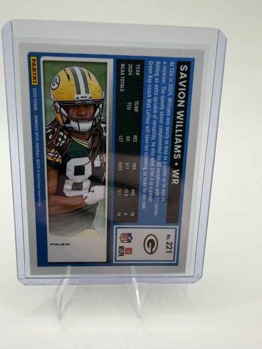 2025 Donruss Optic Savion Williams Card Blue RC Green Bay Packers #221